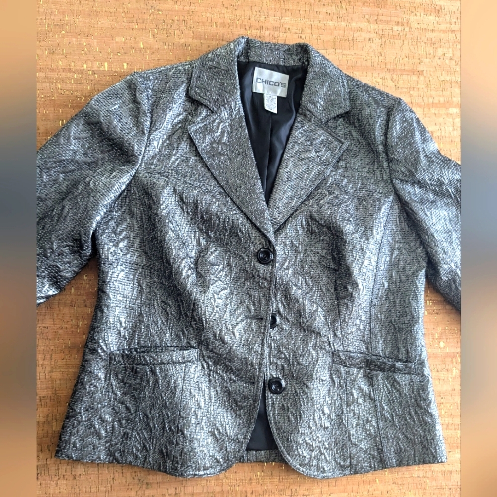 Metallic silver Chico's blazer